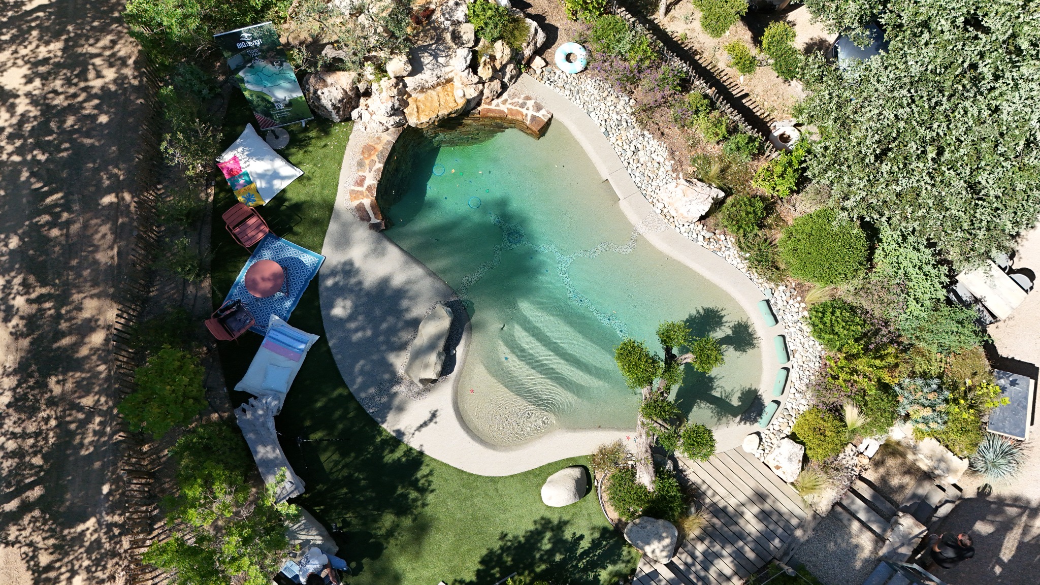 Aerial natural beach pool retreat